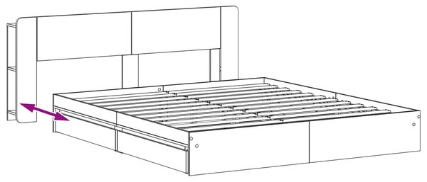Okvir kreveta s pohranom s ladicama Betonska siva 200 x 200 cm - Siva / 200 x 200 cm