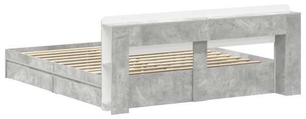 Okvir kreveta s pohranom s ladicama Betonska siva 200 x 200 cm - Siva / 200 x 200 cm