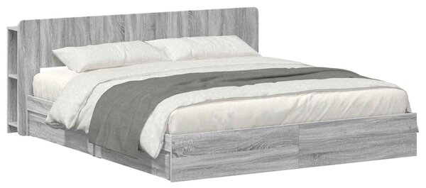 Okvir kreveta s pohranom s ladicama Siva Sonoma 200 x 200 cm - Siva / 200 x 200 cm