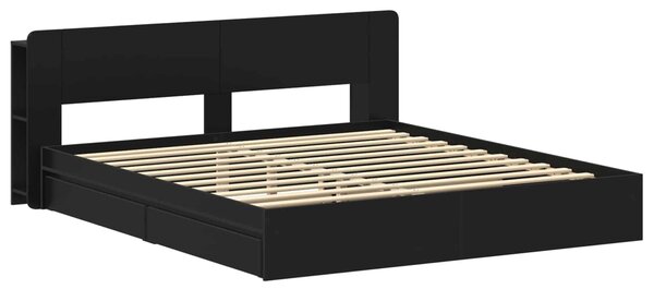 Okvir kreveta s pohranom Crna 200 x 200 cm Konstruirano drvo - Crna / 200 x 200 cm