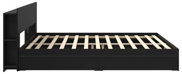 Okvir kreveta s pohranom Crna 200 x 200 cm Konstruirano drvo - Crna / 200 x 200 cm