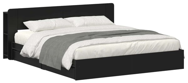 Okvir kreveta s pohranom Crna 200 x 200 cm Konstruirano drvo - Crna / 200 x 200 cm