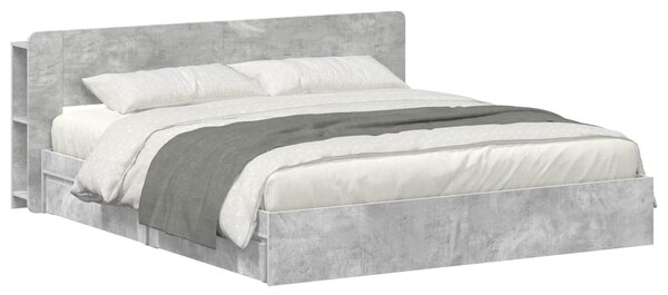 Okvir kreveta s pohranom s ladicama Betonska siva 200 x 200 cm - Siva / 200 x 200 cm