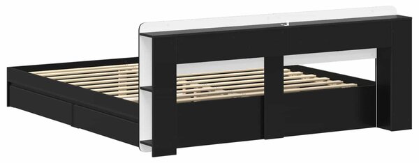 Okvir kreveta s pohranom Crna 200 x 200 cm Konstruirano drvo - Crna / 200 x 200 cm