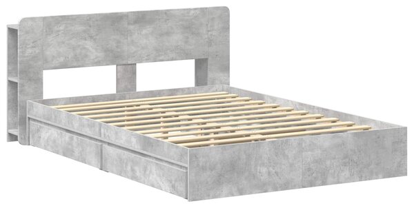 Okvir kreveta s pohranom s ladicama Betonska siva 150 x 200 cm - Siva / 150 x 200 cm