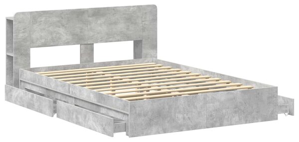 Okvir kreveta s pohranom s ladicama Betonska siva 150 x 200 cm - Siva / 150 x 200 cm