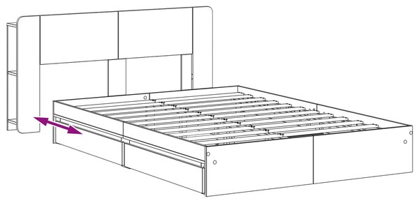 Okvir kreveta s pohranom s ladicama Betonska siva 150 x 200 cm - Siva / 150 x 200 cm