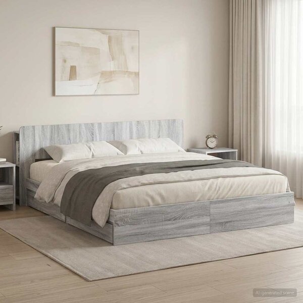 Okvir kreveta s pohranom s ladicama Siva Sonoma 180 x 200 cm - Siva / 180 x 200 cm