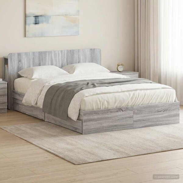 Okvir kreveta s pohranom s ladicama Siva Sonoma 160 x 200 cm - Siva / 160 x 200 cm