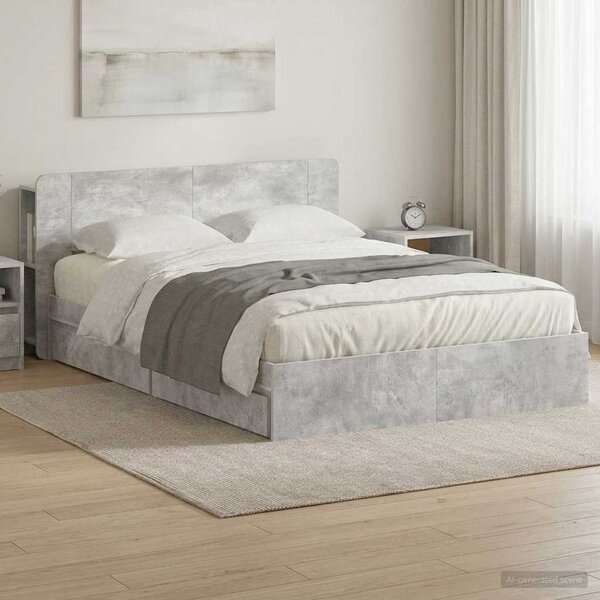 Okvir kreveta s pohranom s ladicama Betonska siva 150 x 200 cm - Siva / 150 x 200 cm