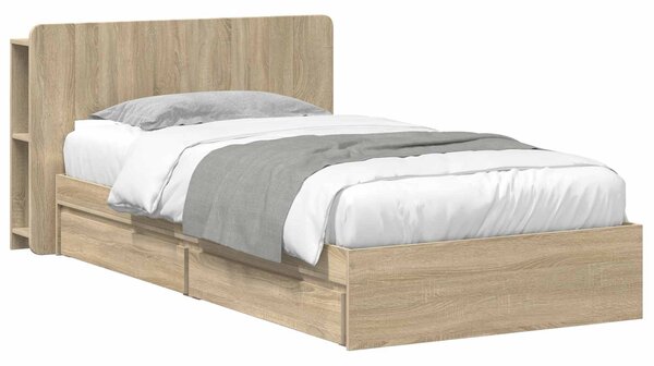 Okvir kreveta s pohranom s ladicama Hrast sonoma 75 x 190 cm - Smeđa / 75 x 190 cm