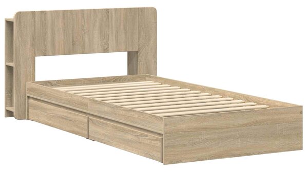 Okvir kreveta s pohranom s ladicama Hrast sonoma 75 x 190 cm - Smeđa / 75 x 190 cm
