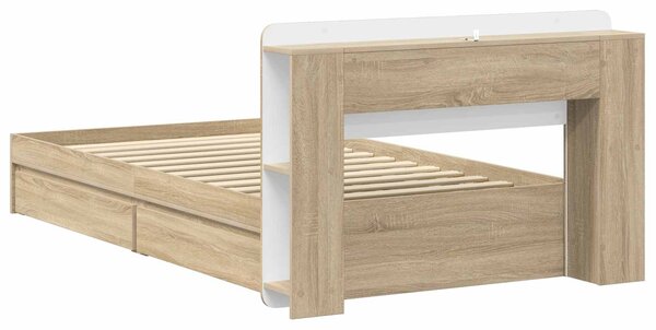 Okvir kreveta s pohranom s ladicama Hrast sonoma 75 x 190 cm - Smeđa / 75 x 190 cm