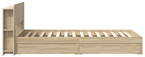 Okvir kreveta s pohranom s ladicama Hrast sonoma 75 x 190 cm - Smeđa / 75 x 190 cm