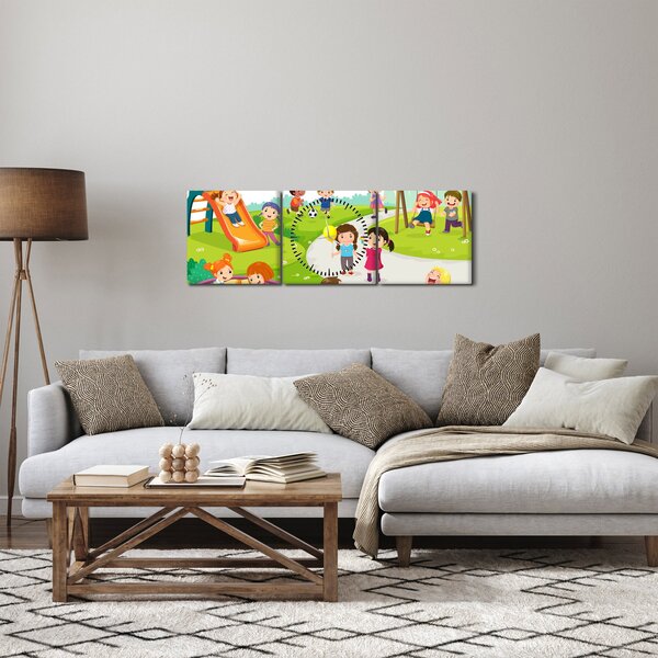Slika dječje zabave u pješčaniku (sa satom) (90x30 cm)