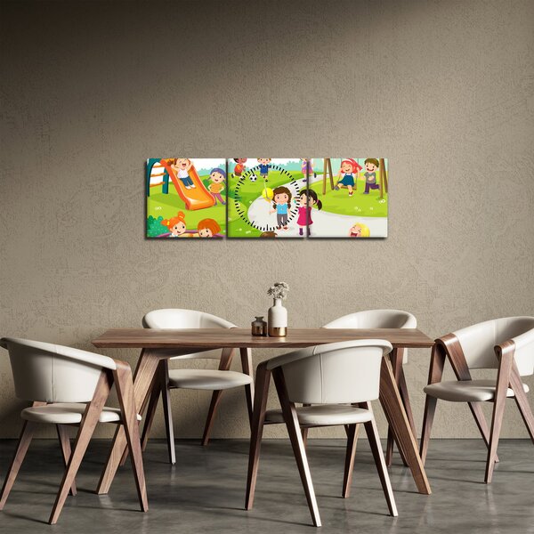 Slika dječje zabave u pješčaniku (sa satom) (90x30 cm)