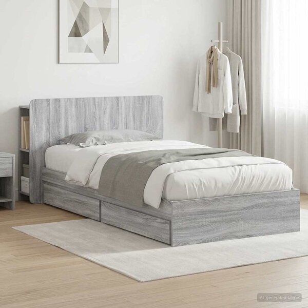 Okvir kreveta s pohranom s ladicama Siva Sonoma 100 x 200 cm - Siva / 100 x 200 cm