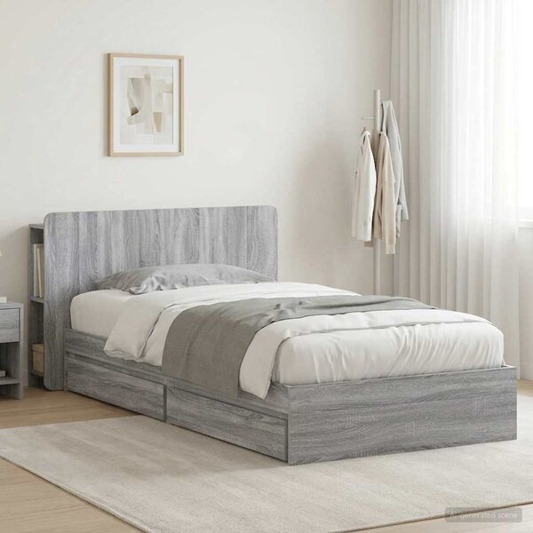 Okvir kreveta s pohranom s ladicama Siva Sonoma 90 x 200 cm - Siva / 90 x 200 cm