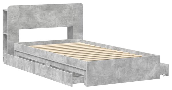 Okvir kreveta s pohranom s ladicama Betonska siva 90 x 190 cm - Siva / 90 x 190 cm