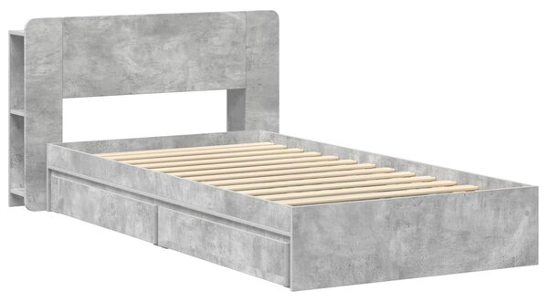 Okvir kreveta s pohranom s ladicama Betonska siva 90 x 190 cm - Siva / 90 x 190 cm