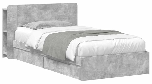 Okvir kreveta s pohranom s ladicama Betonska siva 90 x 190 cm - Siva / 90 x 190 cm