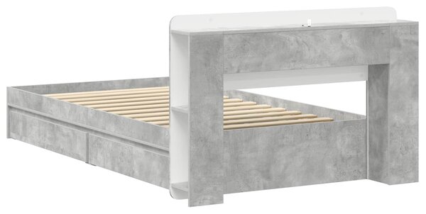 Okvir kreveta s pohranom s ladicama Betonska siva 90 x 190 cm - Siva / 90 x 190 cm