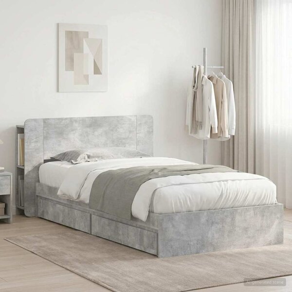 Okvir kreveta s pohranom s ladicama Betonska siva 90 x 190 cm - Siva / 90 x 190 cm