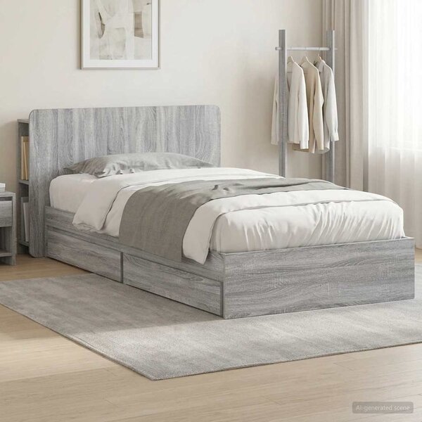 Okvir kreveta s pohranom s ladicama Siva Sonoma 90 x 190 cm - Siva / 90 x 190 cm