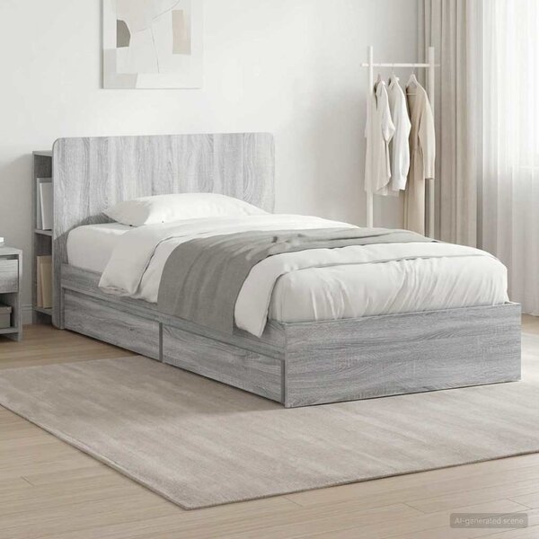 Okvir kreveta s pohranom s ladicama Siva Sonoma 75 x 190 cm - Siva / 75 x 190 cm
