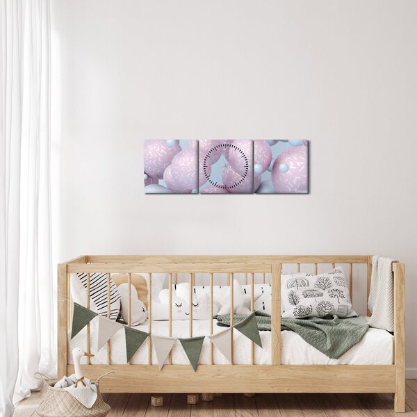 Apstraktna slika - Pastelne kugle (sa satom) (90x30 cm)