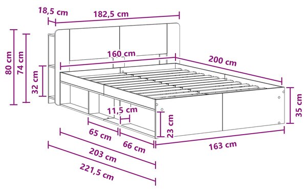 Okvir kreveta s pohranom Bijela 160 x 200 cm Konstruirano drvo - Bijela / 160 x 200 cm