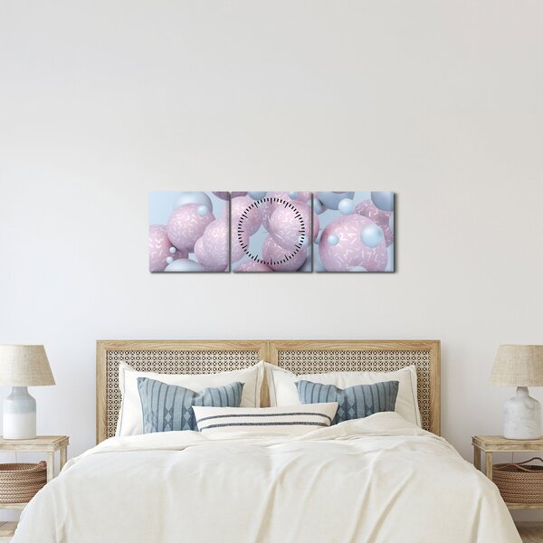 Apstraktna slika - Pastelne kugle (sa satom) (90x30 cm)