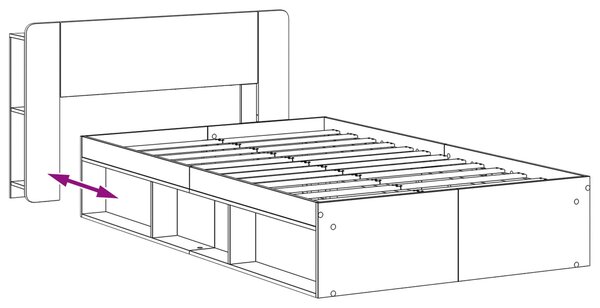 Okvir kreveta s pohranom s uzglavljem Staro drvo 120 x 200 cm - Smeđa / 120 x 200 cm