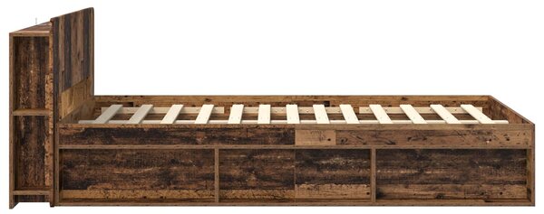 Okvir kreveta s pohranom s uzglavljem Staro drvo 120 x 200 cm - Smeđa / 120 x 200 cm