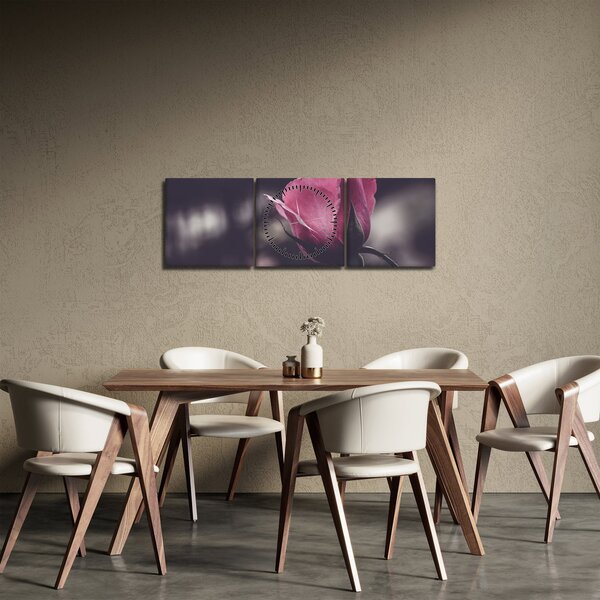 Slika - Detalj cvijeta ruže (sa satom) (90x30 cm)