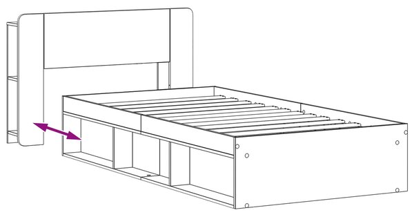 Okvir kreveta s pohranom Crna 90 x 200 cm Konstruirano drvo - Crna / 90 x 200 cm