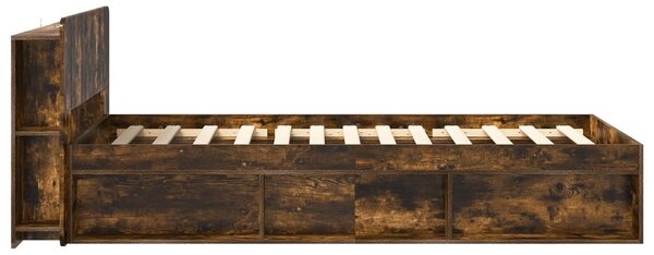 Okvir kreveta s pohranom Dimljeni hrast 90 x 190 cm - Smeđa / 90 x 190 cm