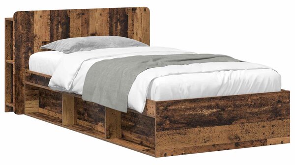 Okvir kreveta s pohranom s uzglavljem Staro drvo 90 x 190 cm - Staro drvo / 90 x 190 cm
