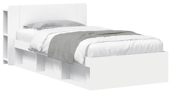 Okvir kreveta s pohranom Bijela 100 x 200 cm Konstruirano drvo - Bijela / 100 x 200 cm