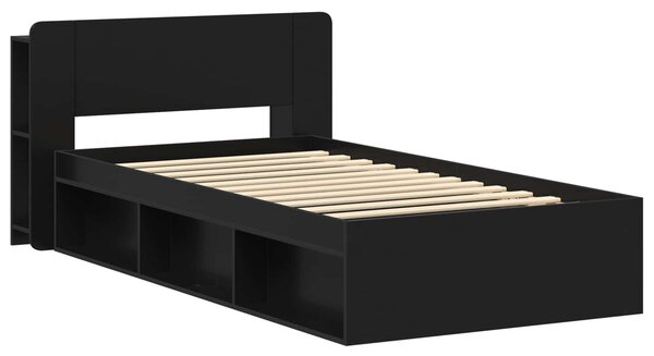 Okvir kreveta s pohranom Crna 90 x 200 cm Konstruirano drvo - Crna / 90 x 200 cm