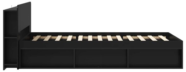 Okvir kreveta s pohranom Crna 90 x 200 cm Konstruirano drvo - Crna / 90 x 200 cm