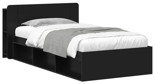 Okvir kreveta s pohranom Crna 90 x 200 cm Konstruirano drvo - Crna / 90 x 200 cm
