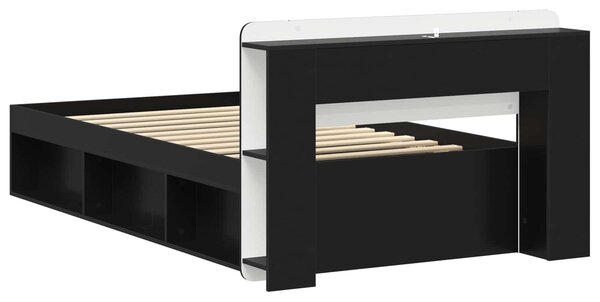 Okvir kreveta s pohranom Crna 90 x 200 cm Konstruirano drvo - Crna / 90 x 200 cm