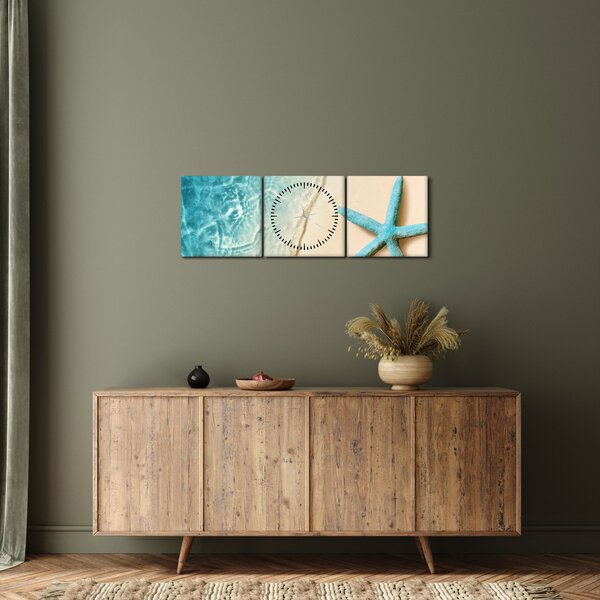 Slika - Morska zvijezda na plaži (sa satom) (90x30 cm)