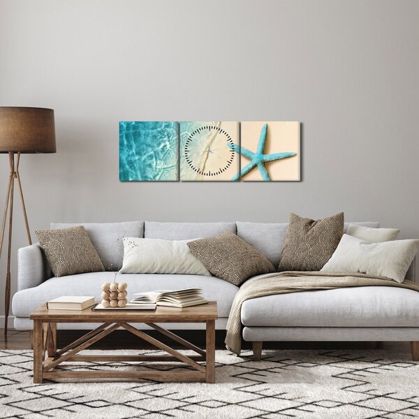 Slika - Morska zvijezda na plaži (sa satom) (90x30 cm)