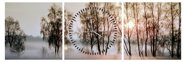 Slika - Vlažno i prohladno jutro (sa satom) (90x30 cm)