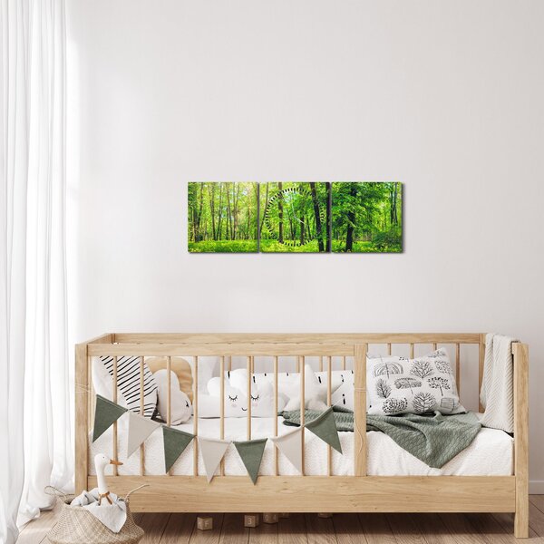 Slika - Proljetna listopadna šuma (sa satom) (90x30 cm)