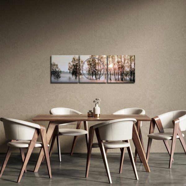 Slika - Vlažno i prohladno jutro (sa satom) (90x30 cm)