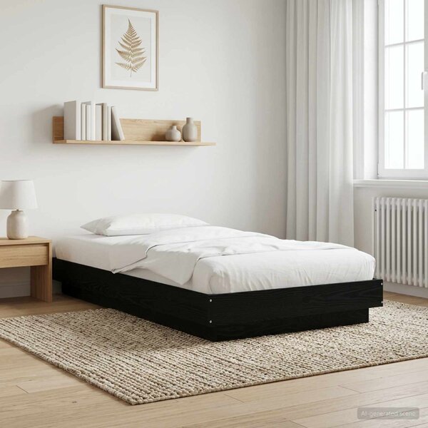 Okvir kreveta za pod Crni hrast 80 x 210 cm Konstruirano drvo - Crna / 80 x 210 cm