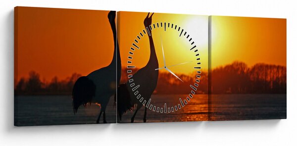 Slika ptica u zalasku sunca (sa satom) (90x30 cm)